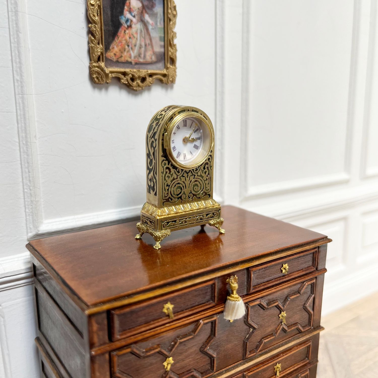 French Boulle 19thc mantel clock in 'green'