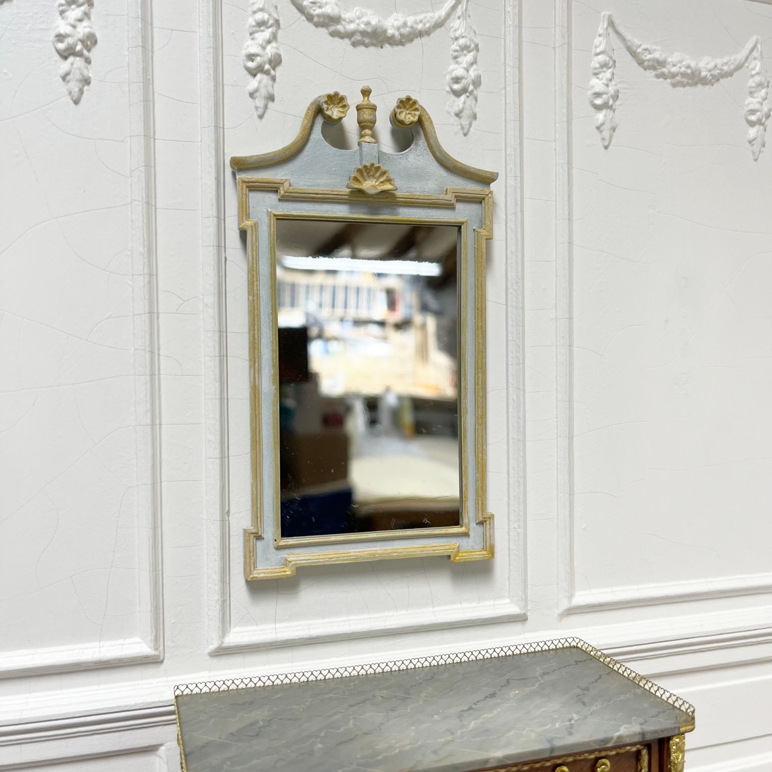 large painted French pier mirror,