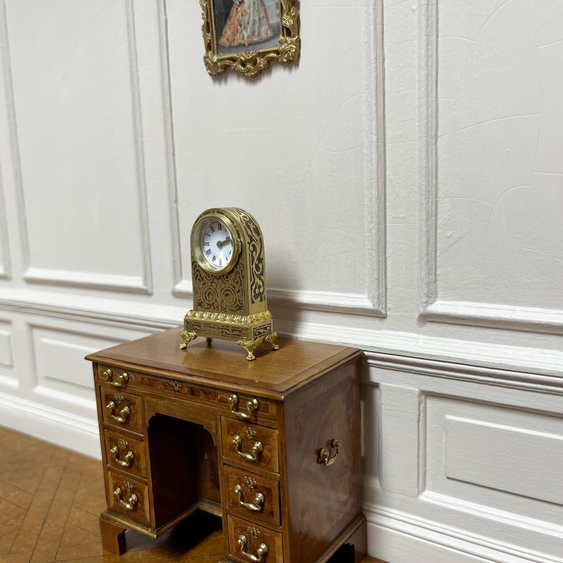 French 19thc Boulle mantel clock natural finish,