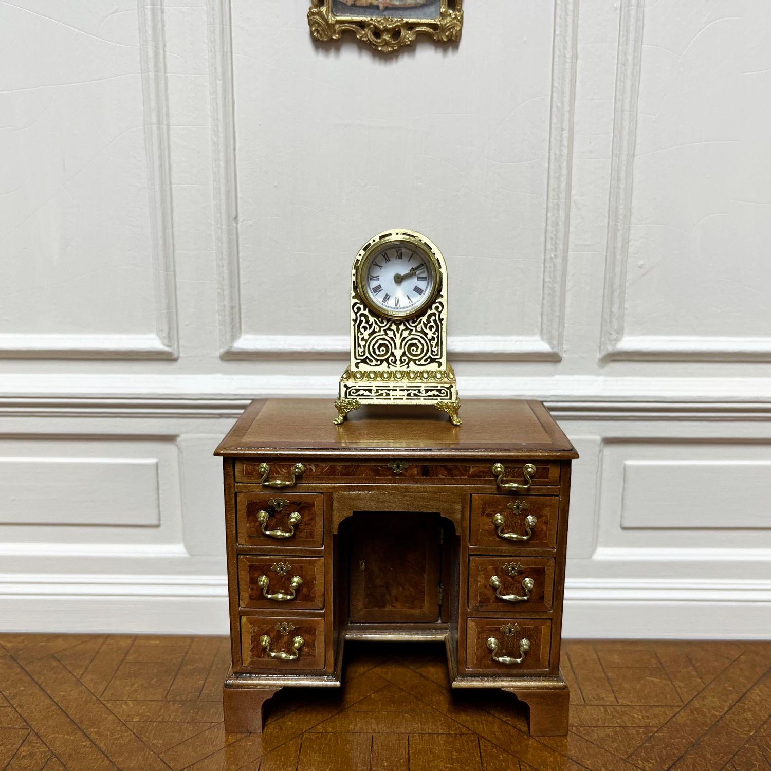 French 19thc Boulle mantel clock natural finish,