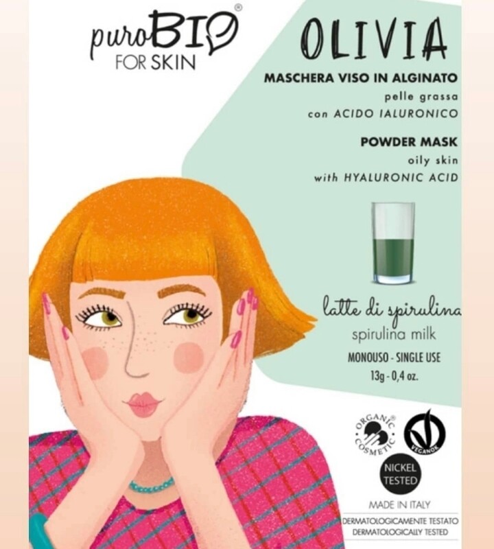 PUROBIO maschera viso pelle grassa latte di spirulina 13g