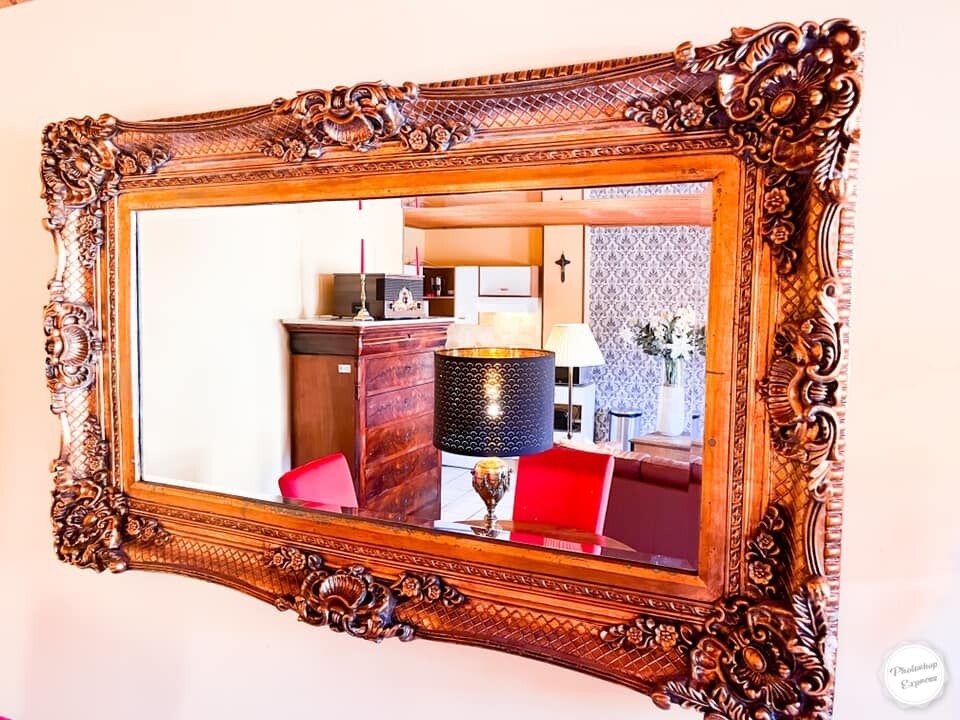 Decadente Rococo spiegel Mick Goud - Zeer grote spiegel 150cm breed en 95cm  hoog - PRACHT EXEMPLAAR.