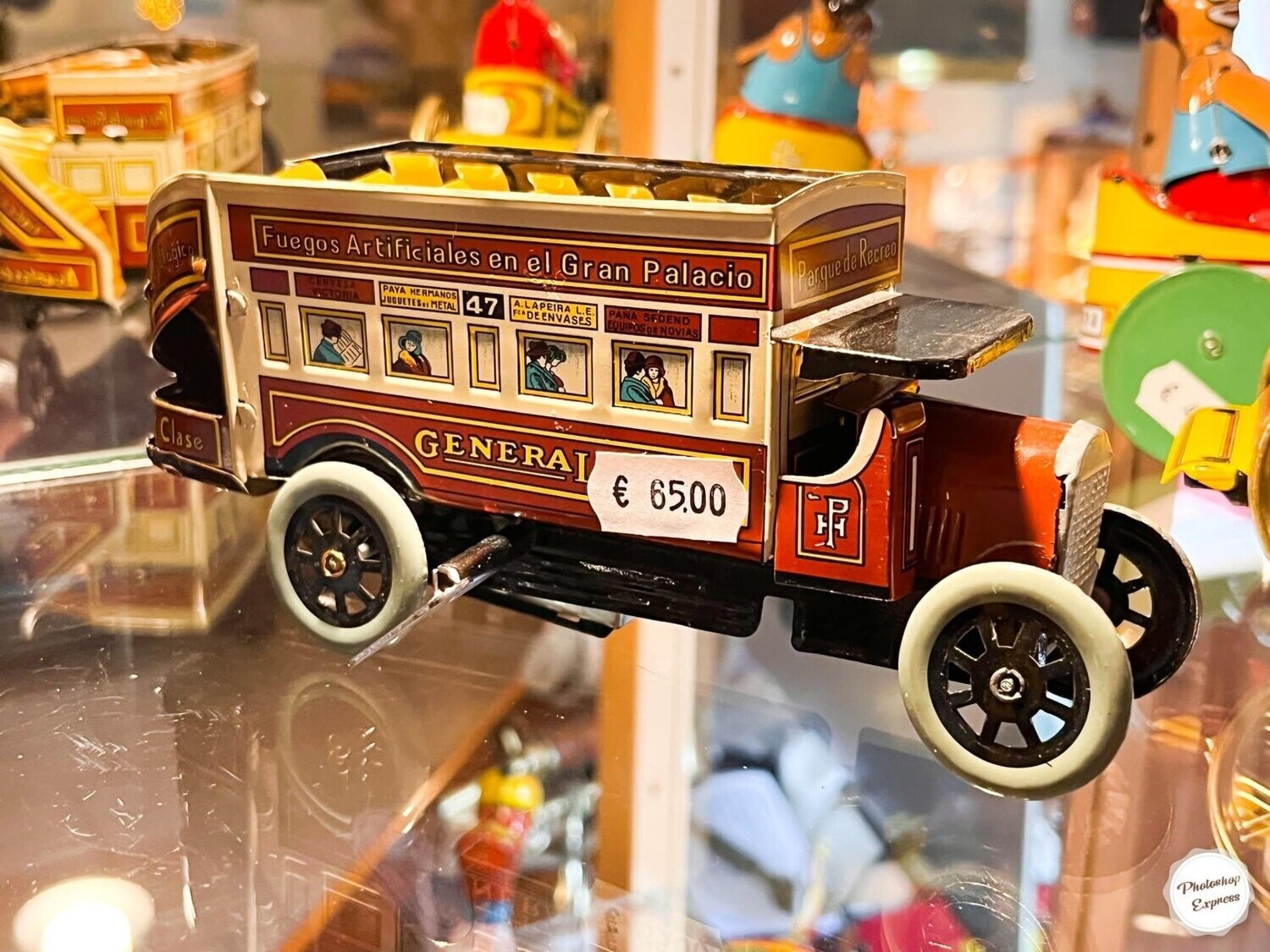Speelgoed Vintage Autobus dubbeldekker blikken speelgoed - Speelgoed in blik  - autobus dubbeldekker