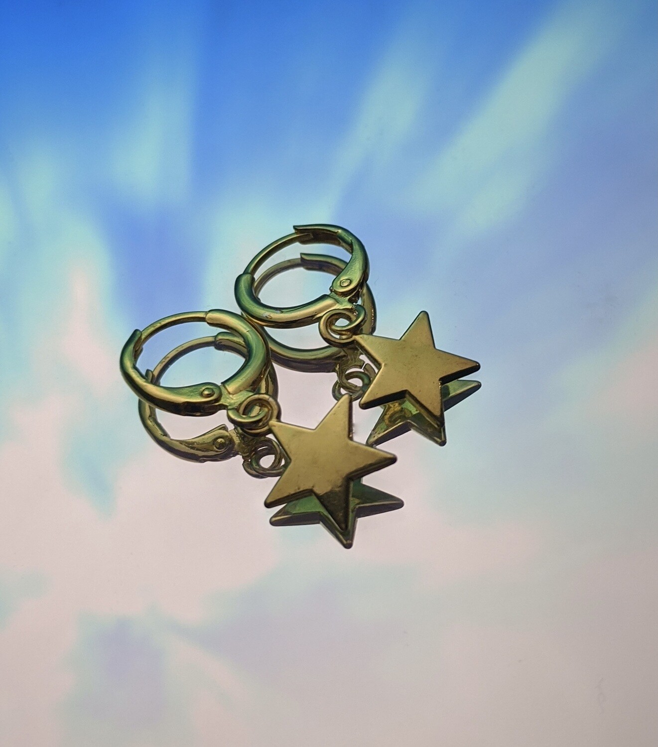 Gold and Silver Star Earrings