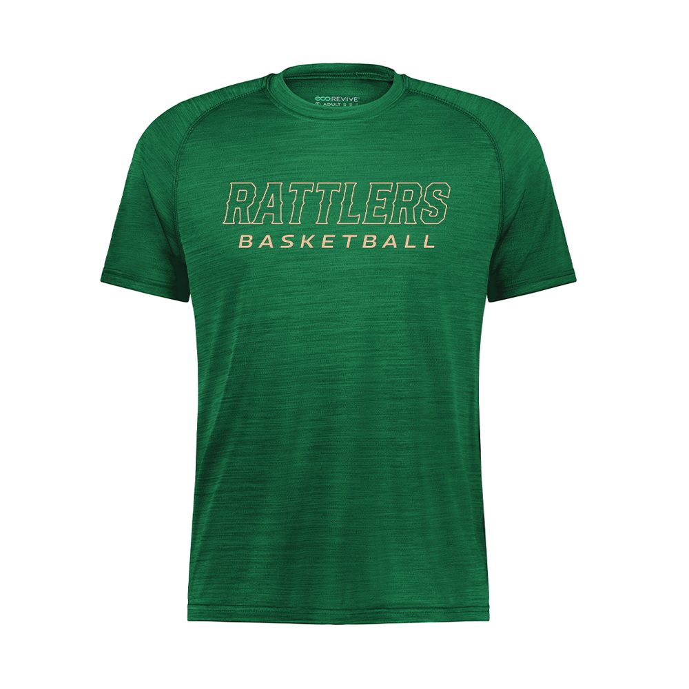 Rattlers Basketball Logo Green Tech Tee