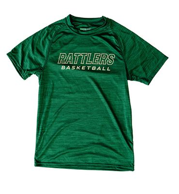 Rattlers Basketball Logo Green Tech Tee