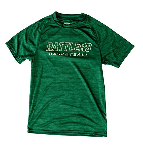 Rattlers Basketball Logo Green Tech Tee