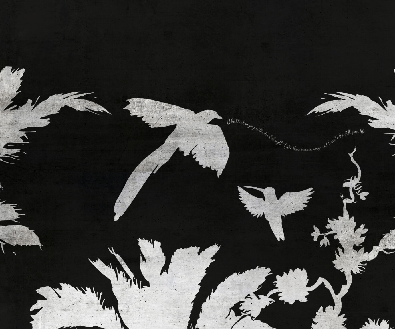 PALMS WITH SINGING BIRD BLACK €49.50m2 ℗