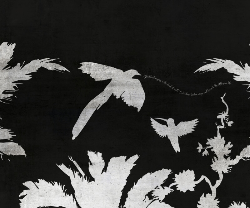 PALMS WITH SINGING BIRD BLACK €49.50m2 ℗