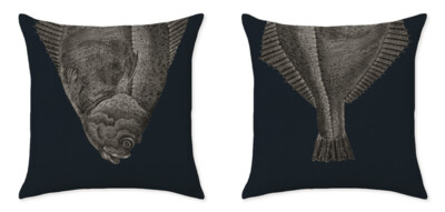 THE LOBSTER/TURBOT DARK BLUE CLOSE UP CUSHIONS