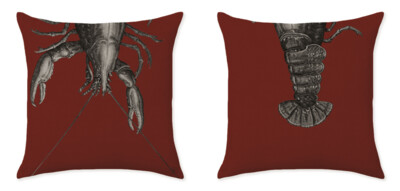 THE LOBSTER/TURBOT RED CLOSE UP CUSHIONS