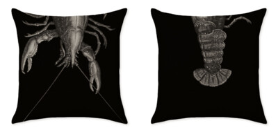 THE LOBSTER/TURBOT BLACK CLOSE UP CUSHIONS