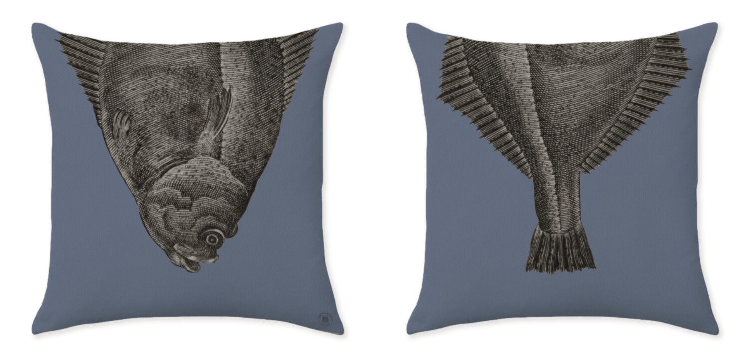 THE LOBSTER/TURBOT LIGHT BLUE CLOSE UP CUSHIONS