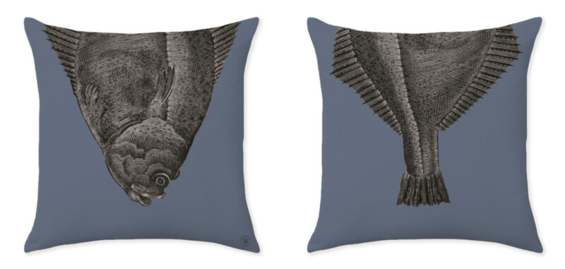 THE LOBSTER/TURBOT LIGHT BLUE CLOSE UP CUSHIONS