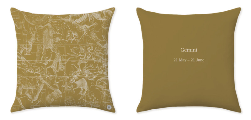 STAR CHART ZODIAC YELLOW CUSHIONS ℗