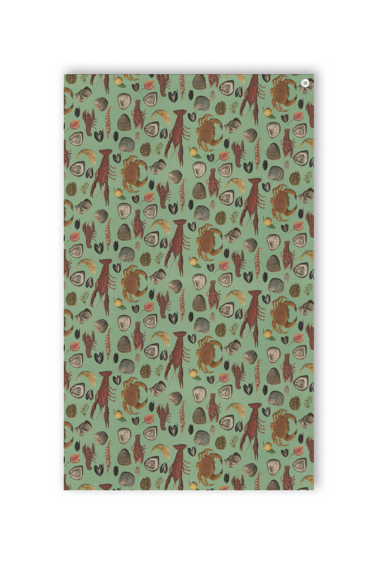 THE OYSTER / SEAFOOD GREEN TABLECLOTH