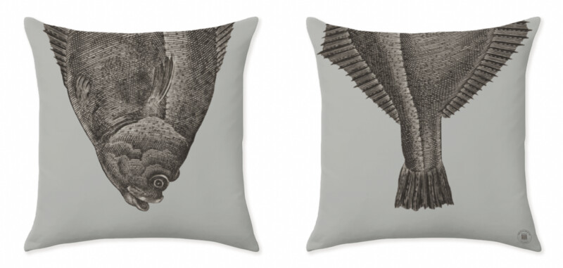 THE LOBSTER/TURBOT ICE BLUE CLOSE UP CUSHIONS