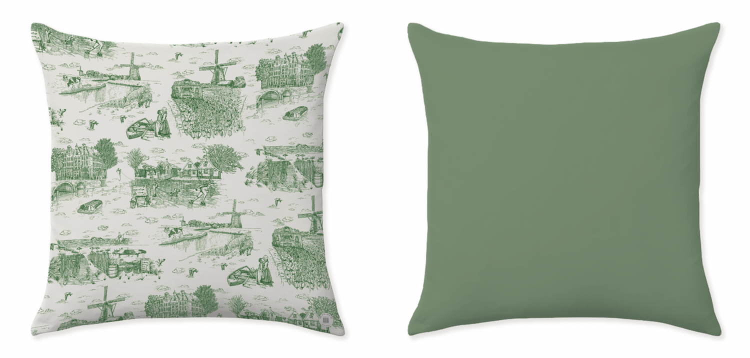 TOILE DE HOLLANDE DUTCH GREEN CUSHIONS