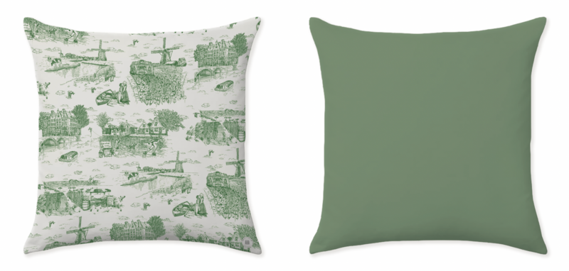 TOILE DE HOLLANDE DUTCH GREEN CUSHIONS