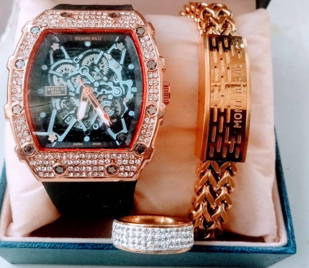 3 in 1 Wristwatch, Ring and Hand chain