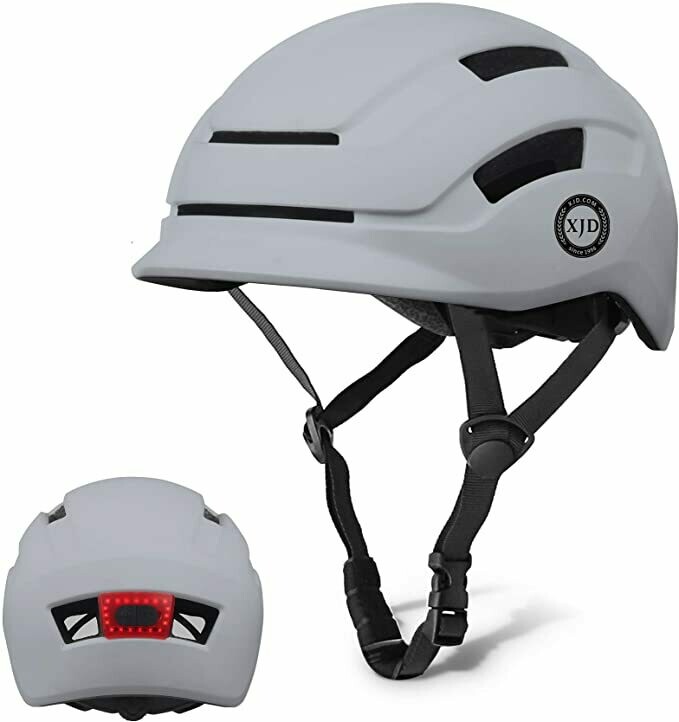 XJD Casco da Bici per Adulti Unisex con Luce Posteriore a LED Casco  Multisport Regolabile Leggero per Skateboard Scooter Ciclismo Calotta  Interna in EPS Certificato CE