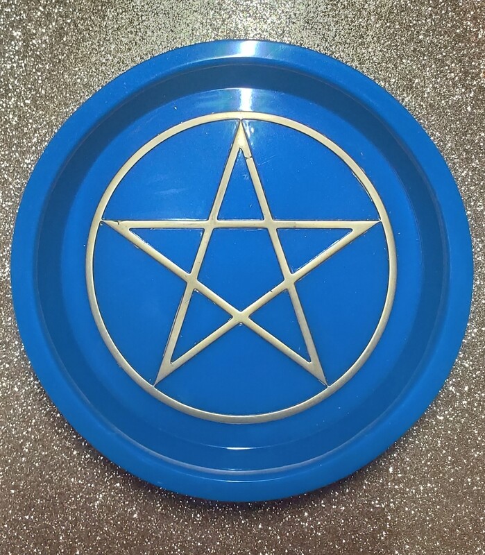 Round Pentacle Rolling Tray Cyan Blue