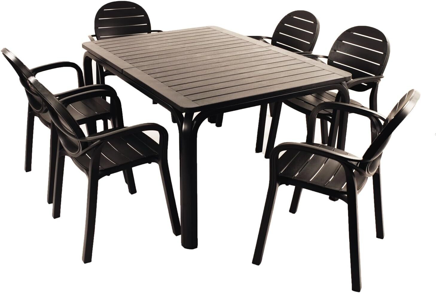 Set Nardi tavolo Alloro antracite + 6 poltroncine Palma antracite