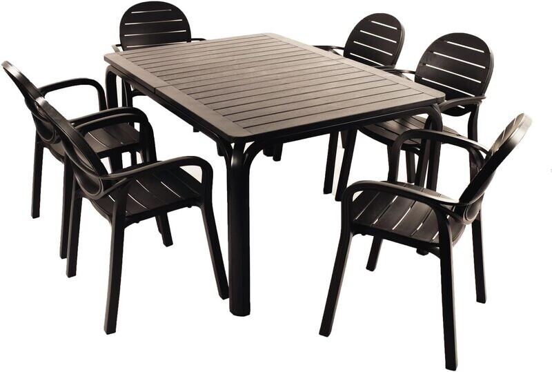 Set Nardi tavolo Alloro antracite + 6 poltroncine Palma antracite