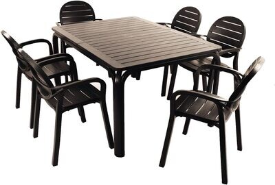 Set Nardi tavolo Alloro antracite + 6 poltroncine Palma antracite