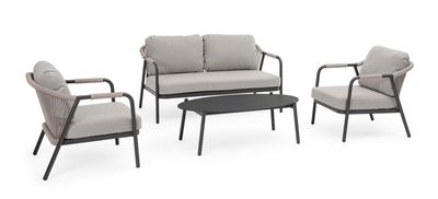 Set 4 pezzi salotto C-C Miravet Saturn - Antracite/Khaki  - Bizzotto