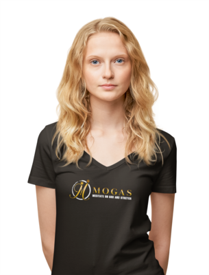 Vintage Black MOGAS T-Shirt Short Sleeve V-Neck (Ladies')