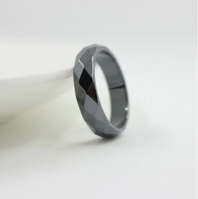 Black Faceted Hematite Ring
