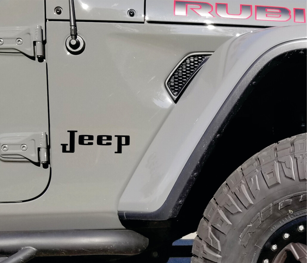 Retro Jeep log fender decal emblem