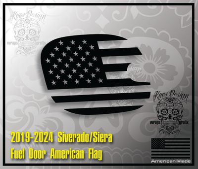 Gas fuel Door Decal Traditional  American flag fits Chevy Silverado &amp; GMC Siera 2019-2024