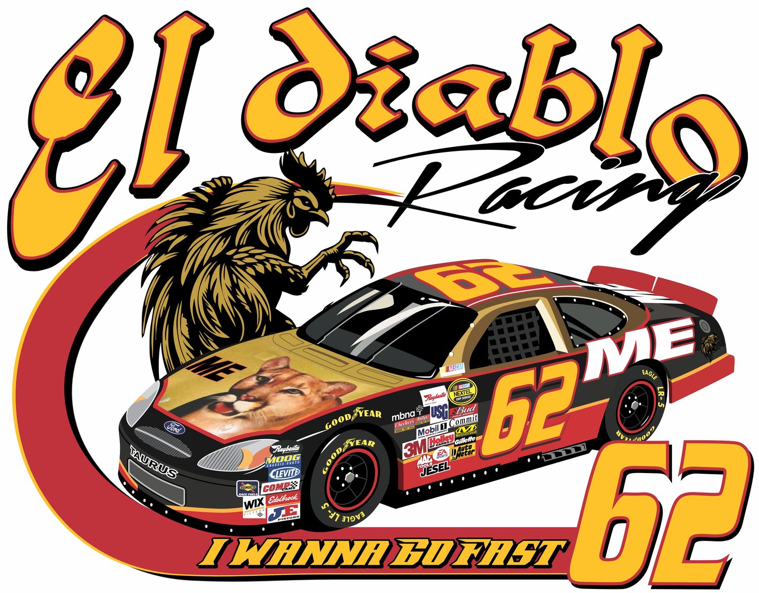 T shirt Ricky Bobby El Diablo Race Team Shirt Talladega Nights