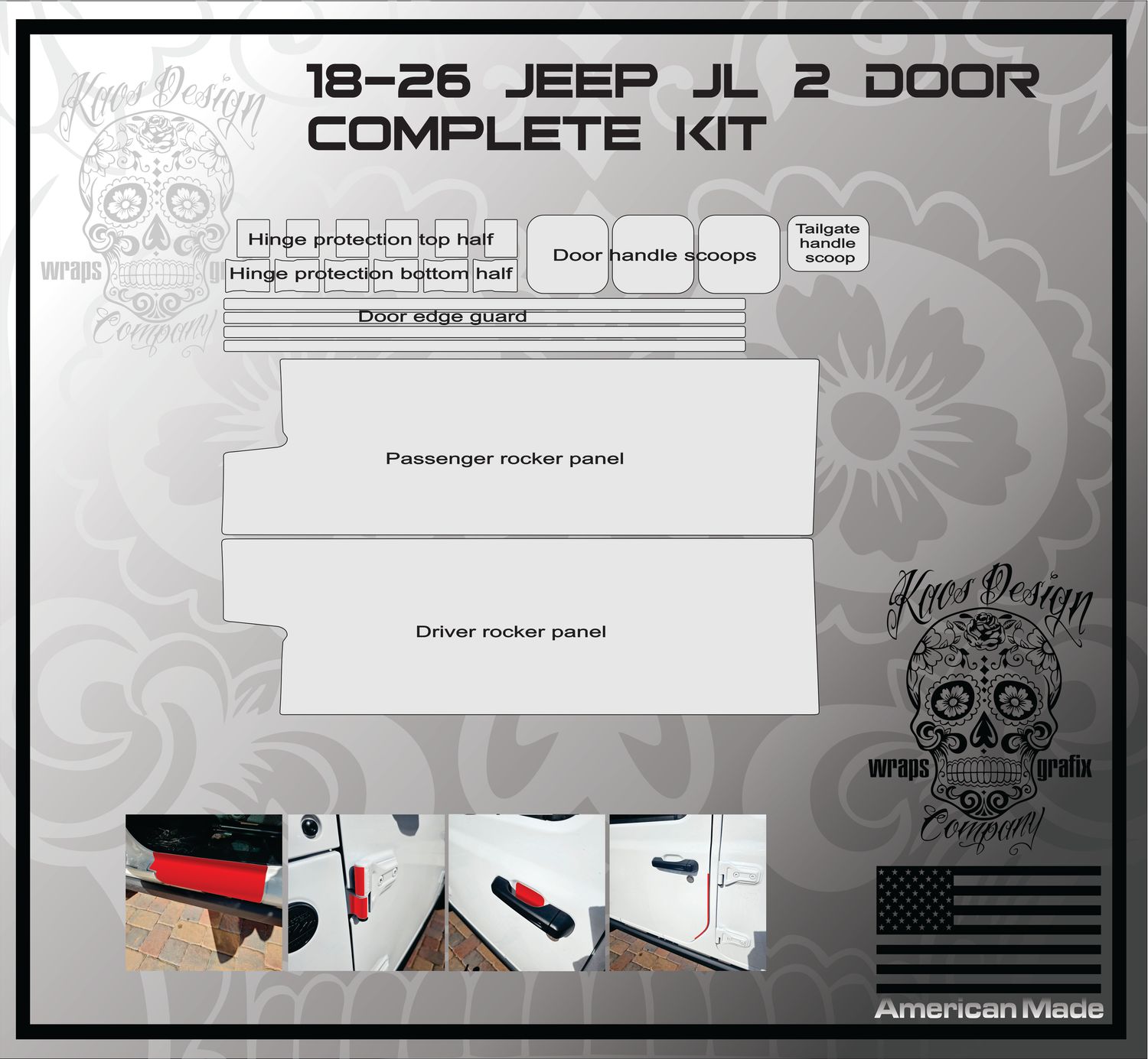 Jeep Wrangler JL &amp; Gladiator Jt 4 door Complete PPF Kit