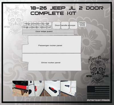 Jeep Wrangler JL &amp; Gladiator Jt 4 door Complete PPF Kit