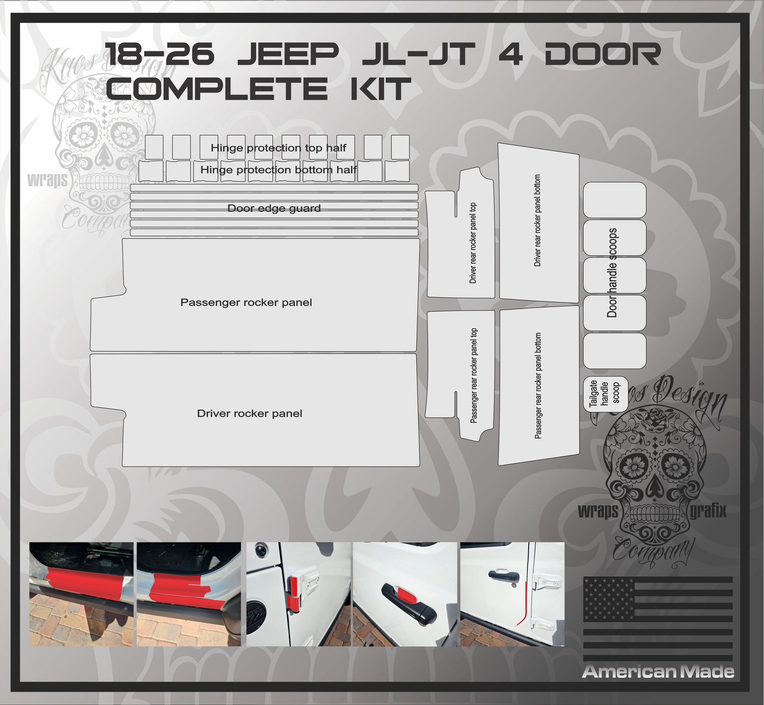 Jeep Wrangler JL &amp; Gladiator Jt 4 door Complete PPF Kit