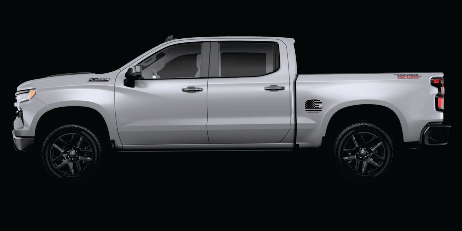 Chevrolet Silverado &amp; GMC Siera 1500 2019-2026 Gas fuel Door Decal Traditional American flag