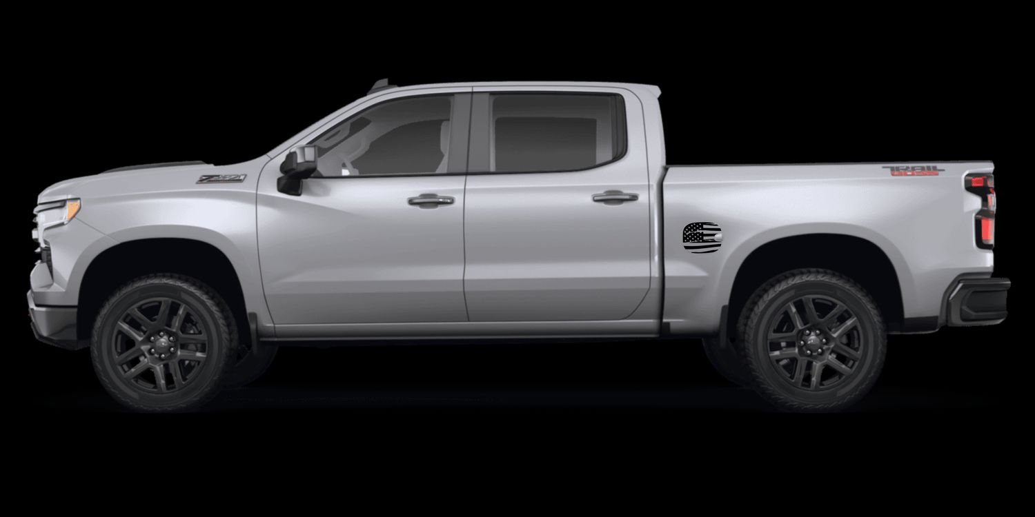 Chevrolet Silverado &amp; GMC Siera 1500 2019-2026 Gas fuel Door Decal Distressed  American flag