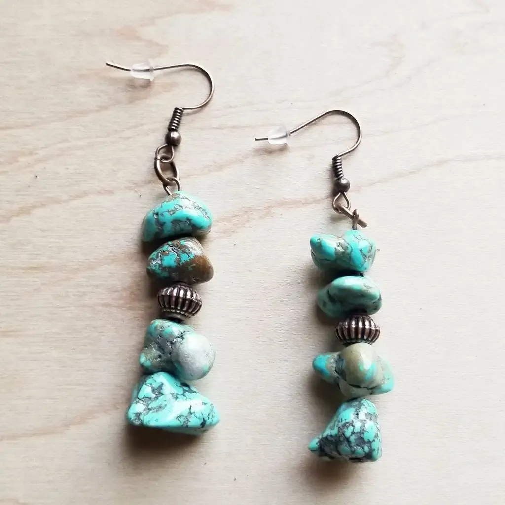 Stacked Turquoise and Copper Earrings 