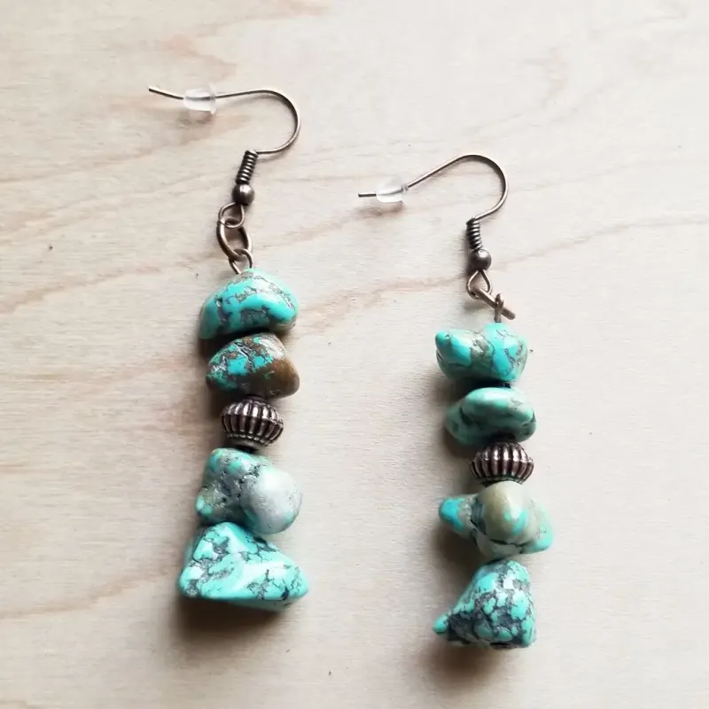 Stacked Turquoise and Copper Earrings 