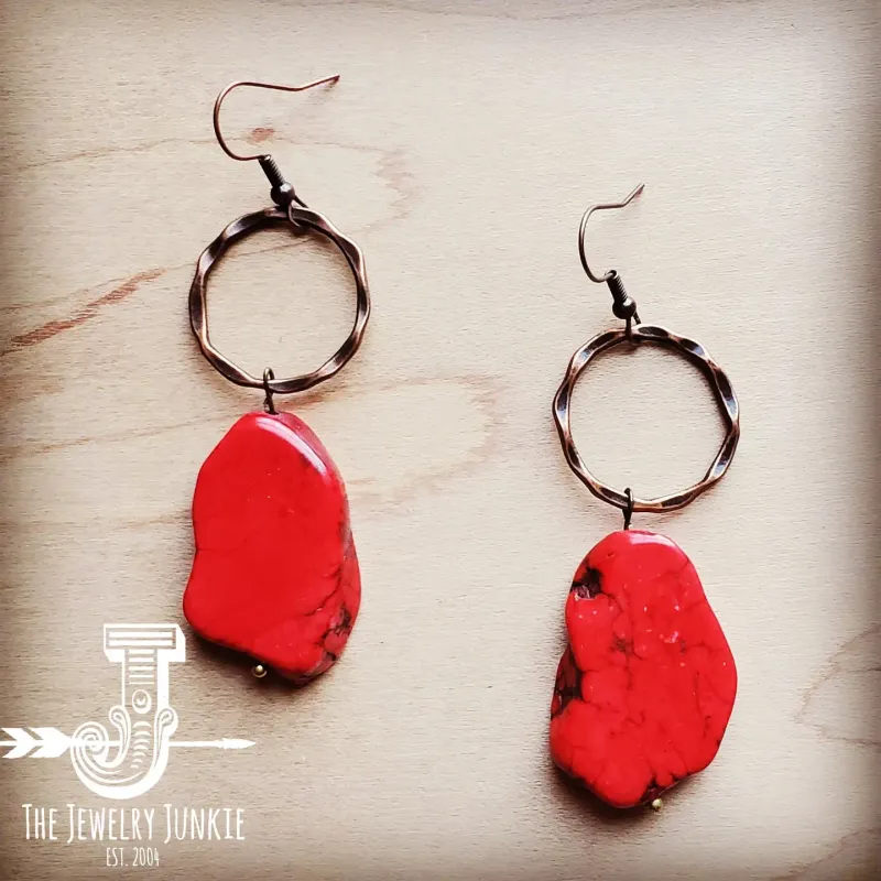 Red Turquoise Chunky Earrings