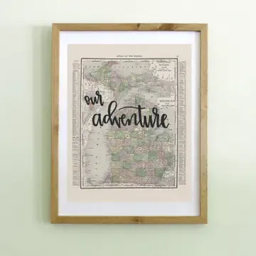 Vintage Michigan Map Print - Our Adventure  