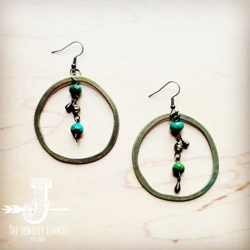 Bronze Hoop w/ Green Jasper Earrings