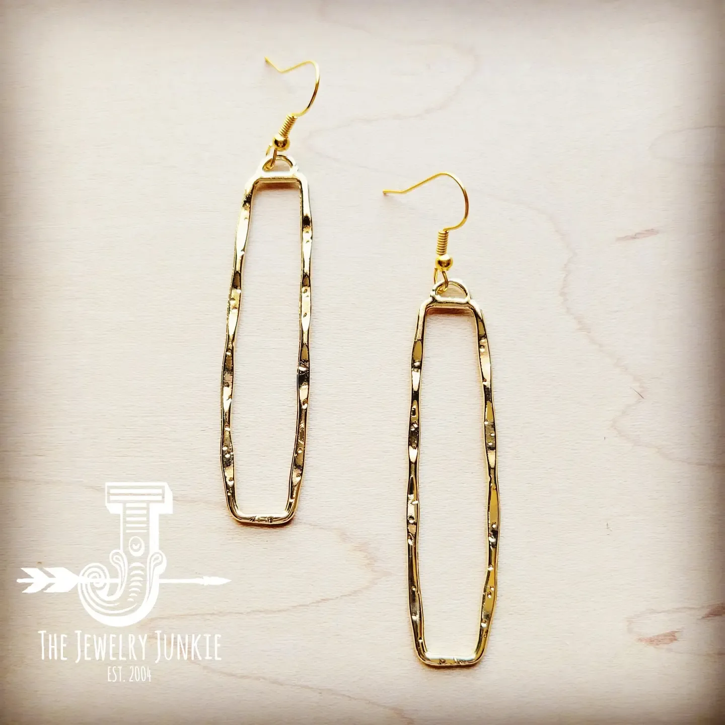 Golden Rectangle Dangle Earrings