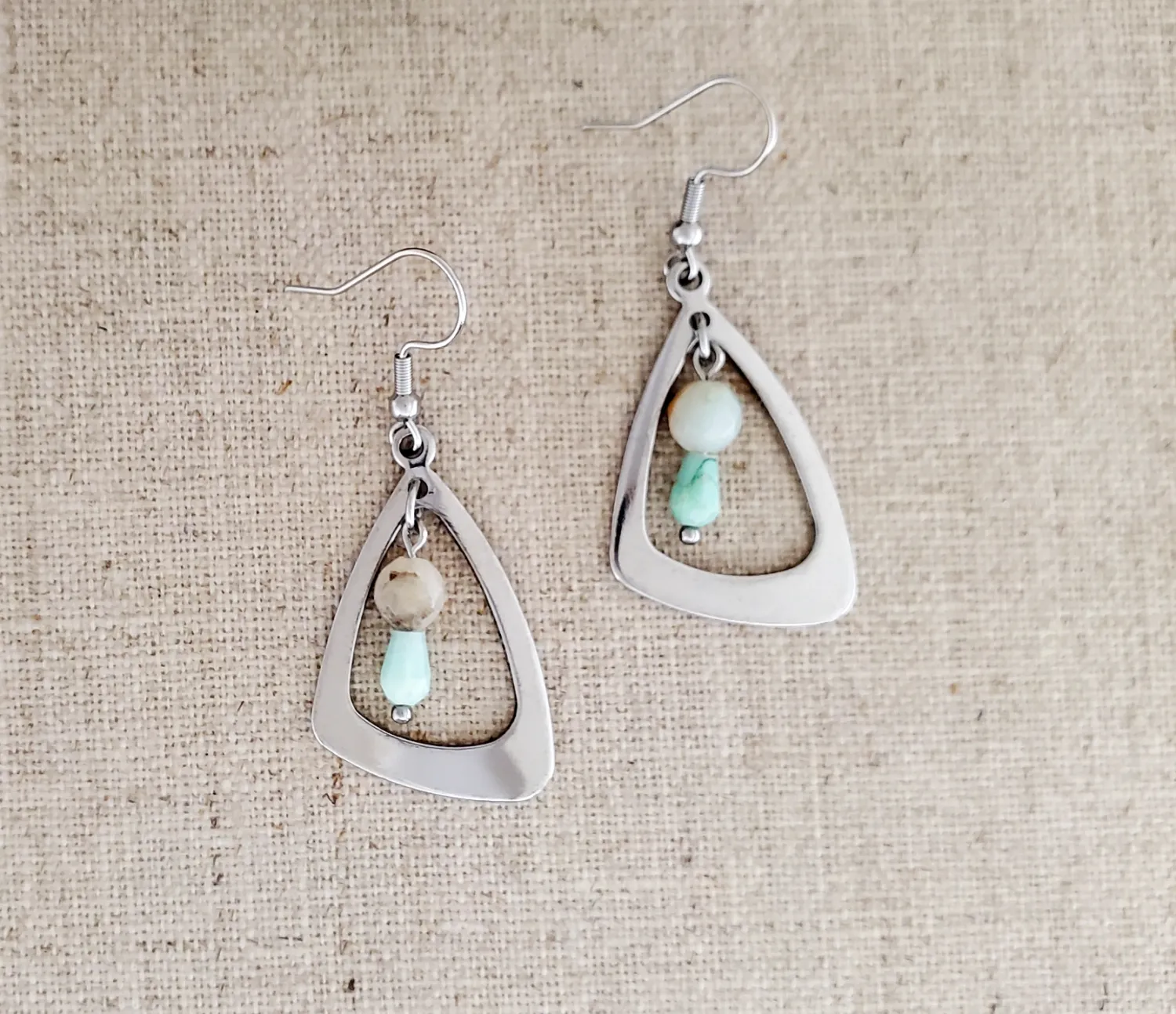 Amazonite &amp; Stainless Earrings