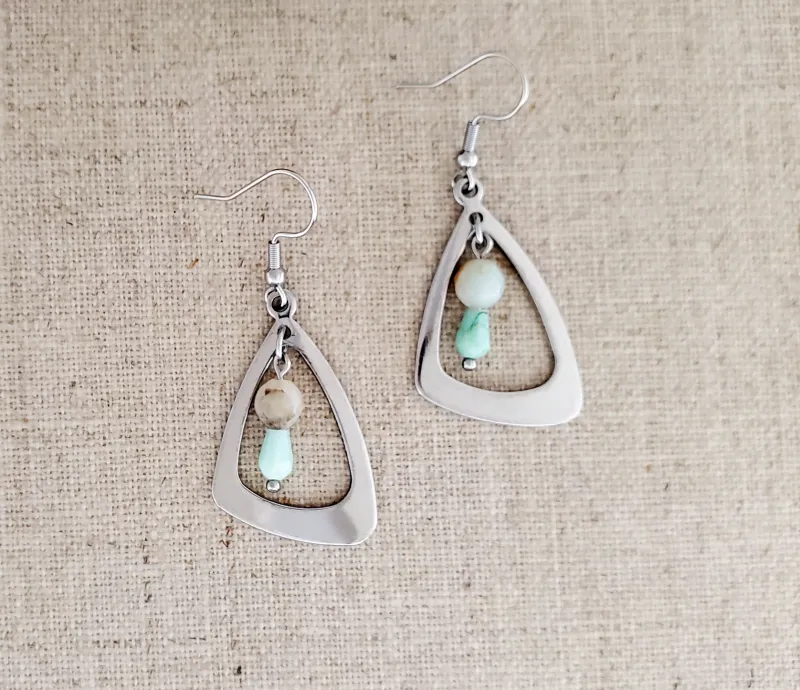 Amazonite &amp; Stainless Earrings