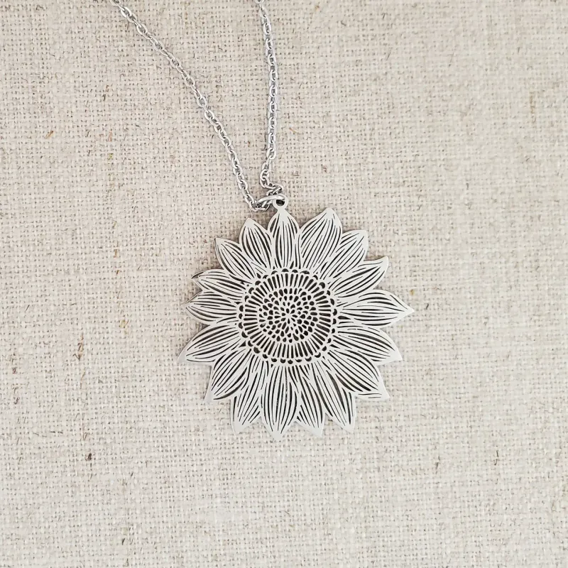 Stainless Steel Sunflower Necklace