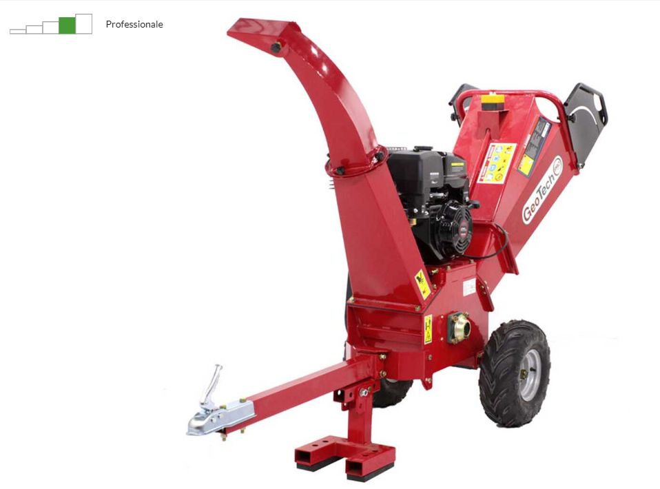 GeoTech Pro PCS 155 LE - Biotrituratore a scoppio professionale - Motore Loncin 15 HP - Avviamento elettrico